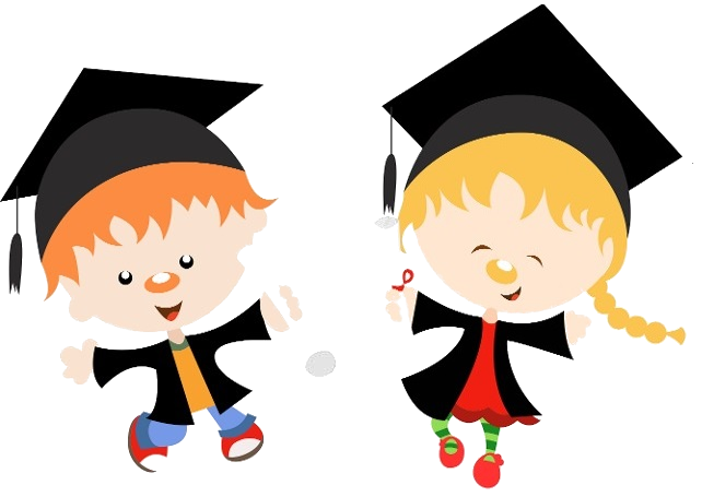 Rysunek chłopczyk i dziewczynka w czapeczkach