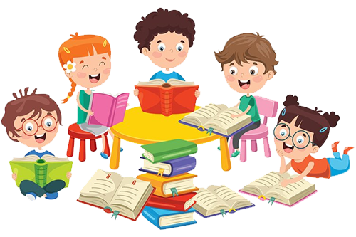 Rysunek Dzieci czytające książki