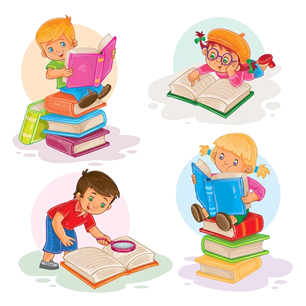 Rysunki dzieci z książkami