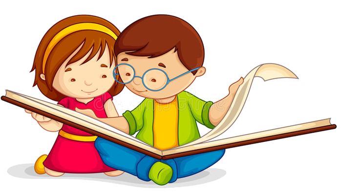 Rysunek chłopiec i dziewczynka z książką