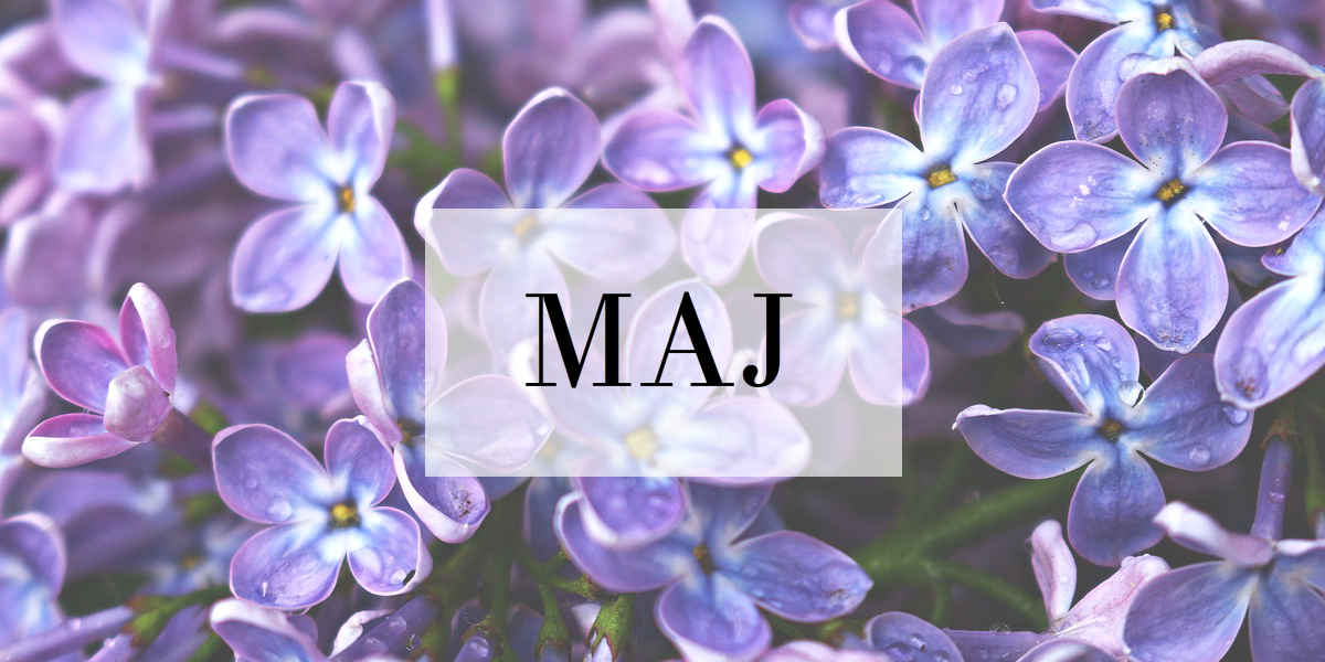 Fioletowe Kwiatki z napisem maj