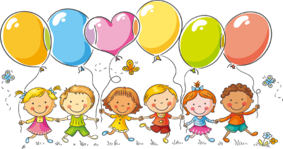 Rysunek dzieci z kolorowymi balonami